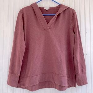 Garnet Hill Women's Dusty Red Favorite High-Low Hoodie Size Small